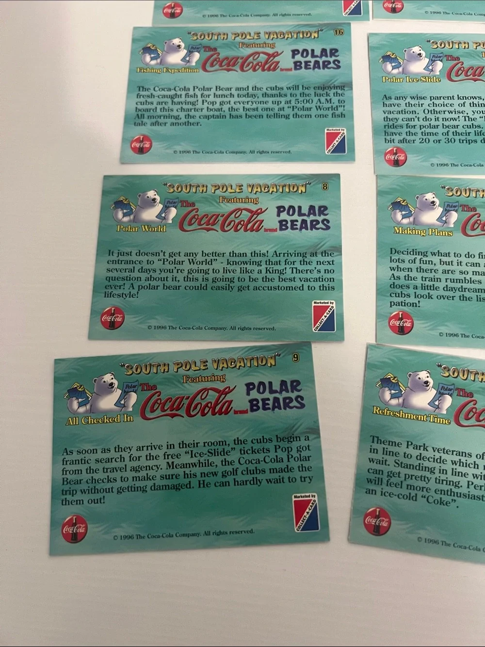 1996 South Pole Vacation Coca Cola Polar Bears Trading Cards (15) - Lot #4